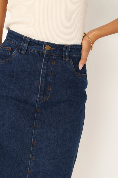 Rana Denim Midi Skirt Dark Denim