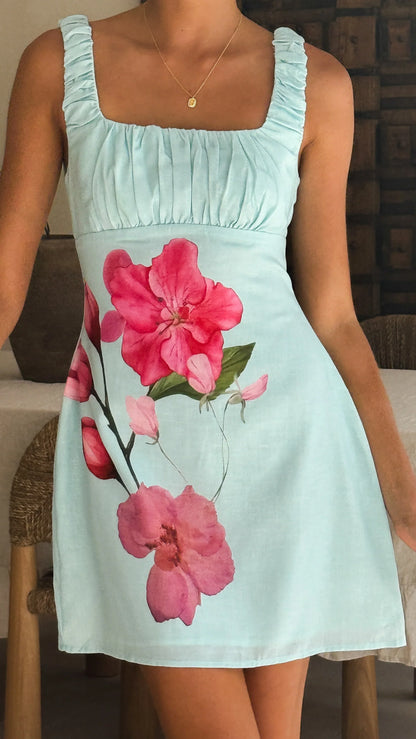 Adley Mini Dress Blue Pink Floral