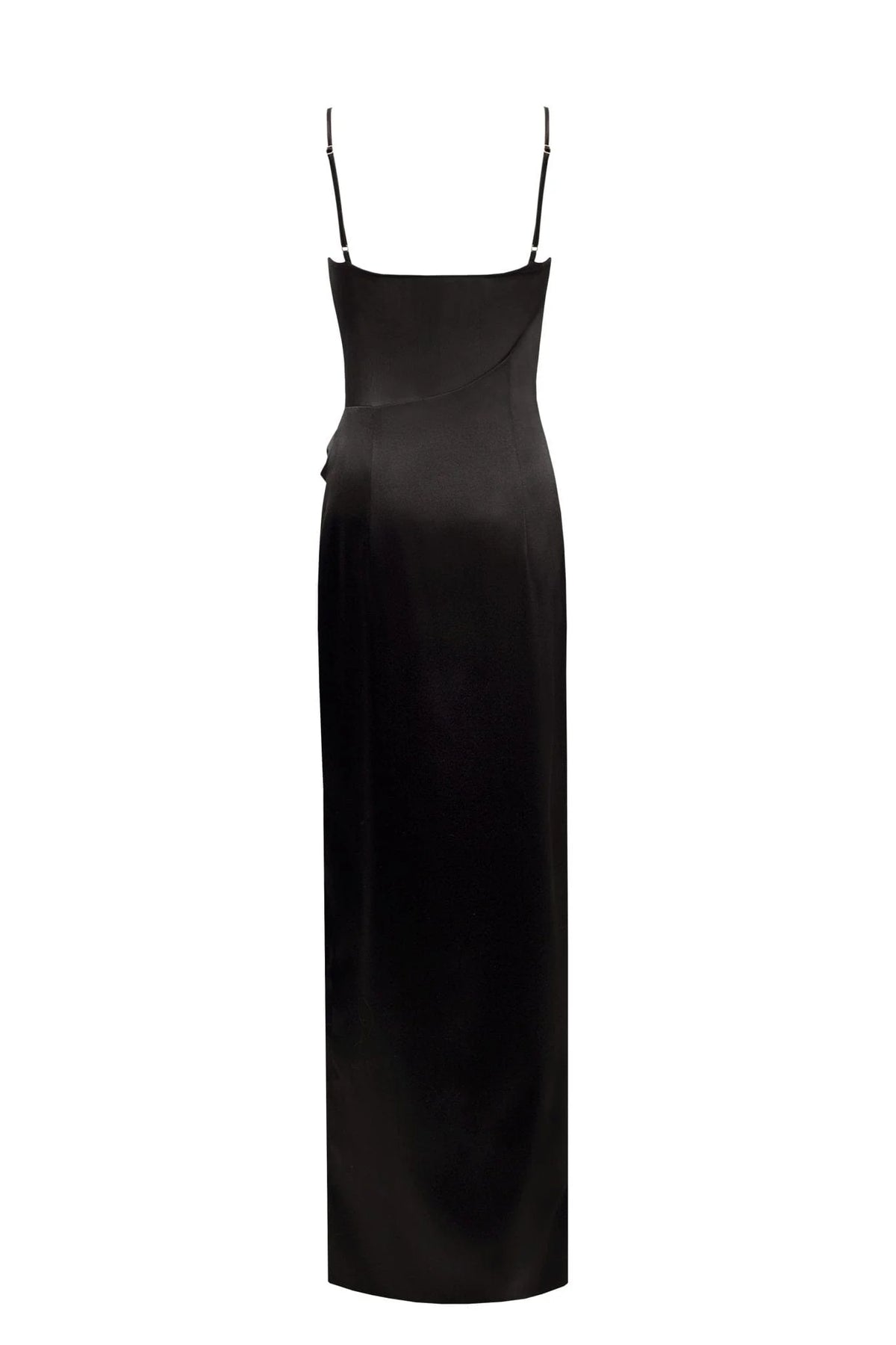 Chic satin maxi dress with semi transparent bodice