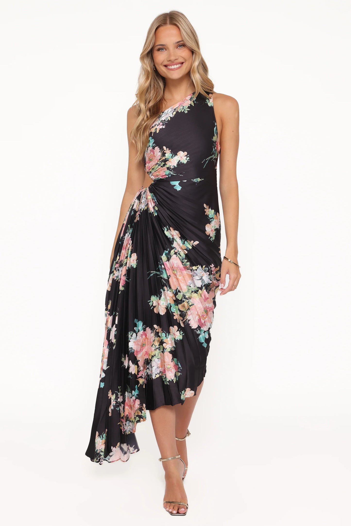 Kleo One Shoulder Maxi Dress Black Floral