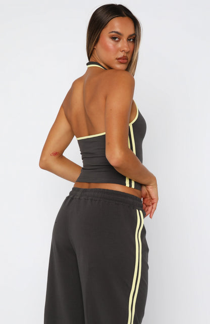 Star Of The Night Halter Top Charcoal