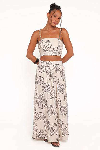 Kristy Maxi Skirt Set Cream Shells