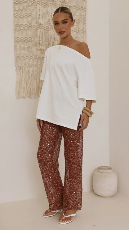 Zinnia Sequins Pant Rust