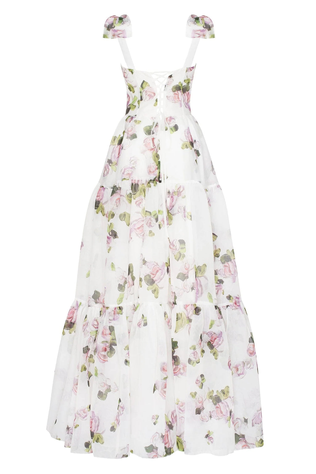 Apple Blossom Tender floral maxi tie strap dress