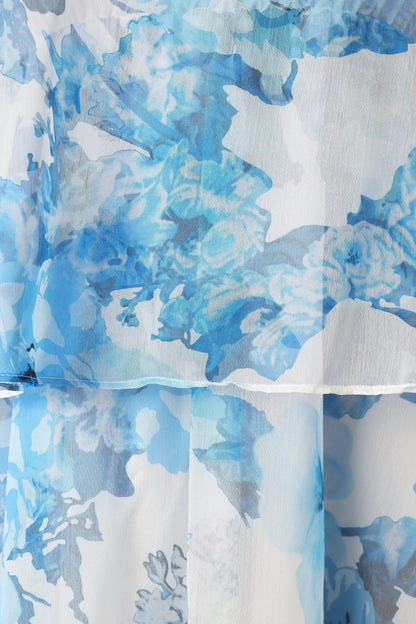 Bloom Strapless Maxi Dress Blue White Floral