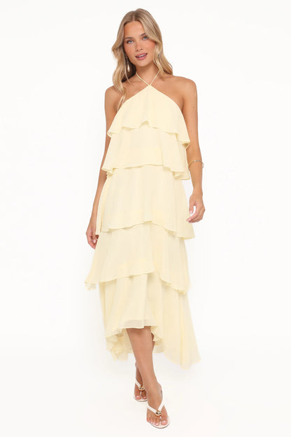 Jonia Halterneck Maxi Dress Butter Yellow