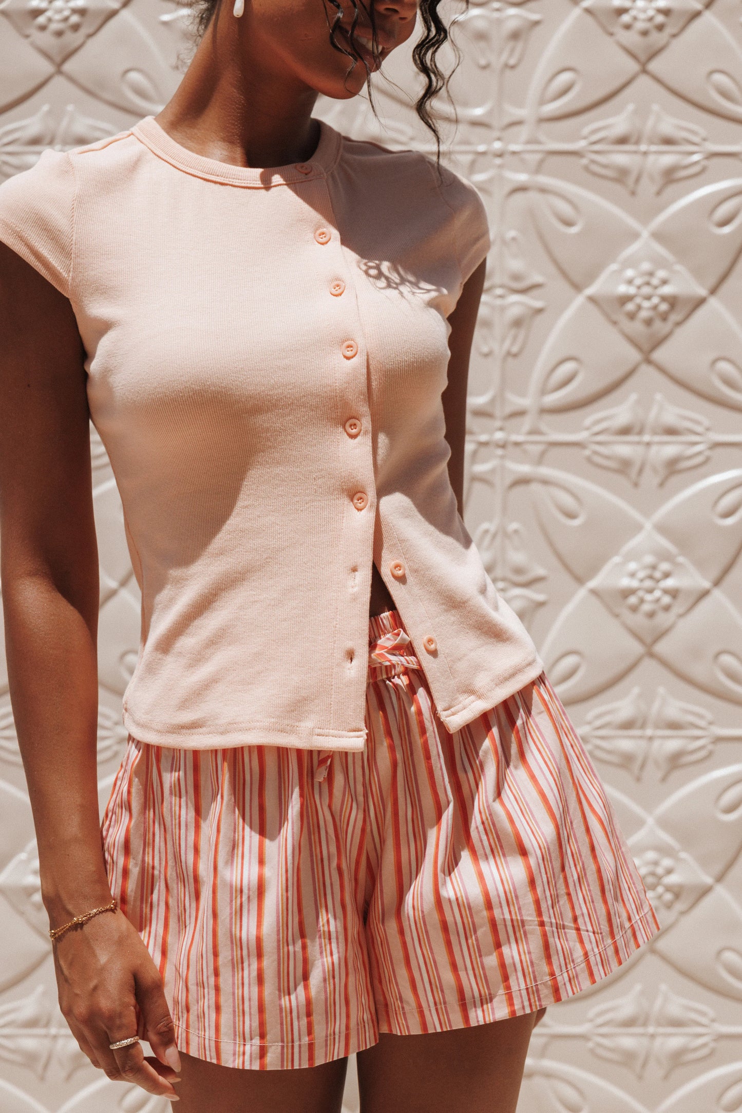 Tatum Asymmetrical Knit Top Coral