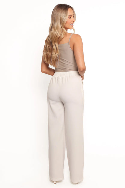 Cinch Wide Leg Crepe Pant White
