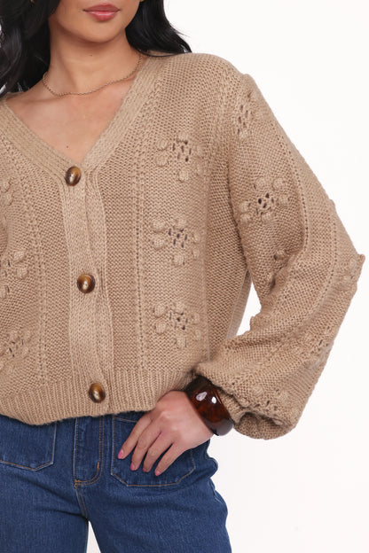 Melody Textured Button Up Cardigan Mushroom