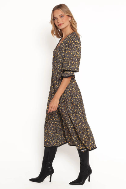 Simone Midi Dress Midnight Daisy