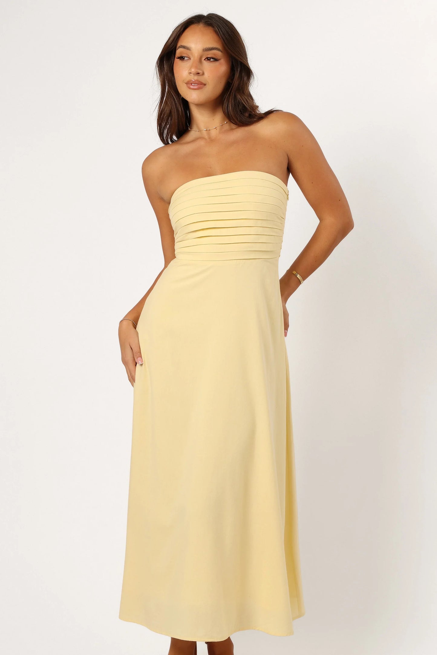Kenna Strapless Maxi Dress Butter Yellow