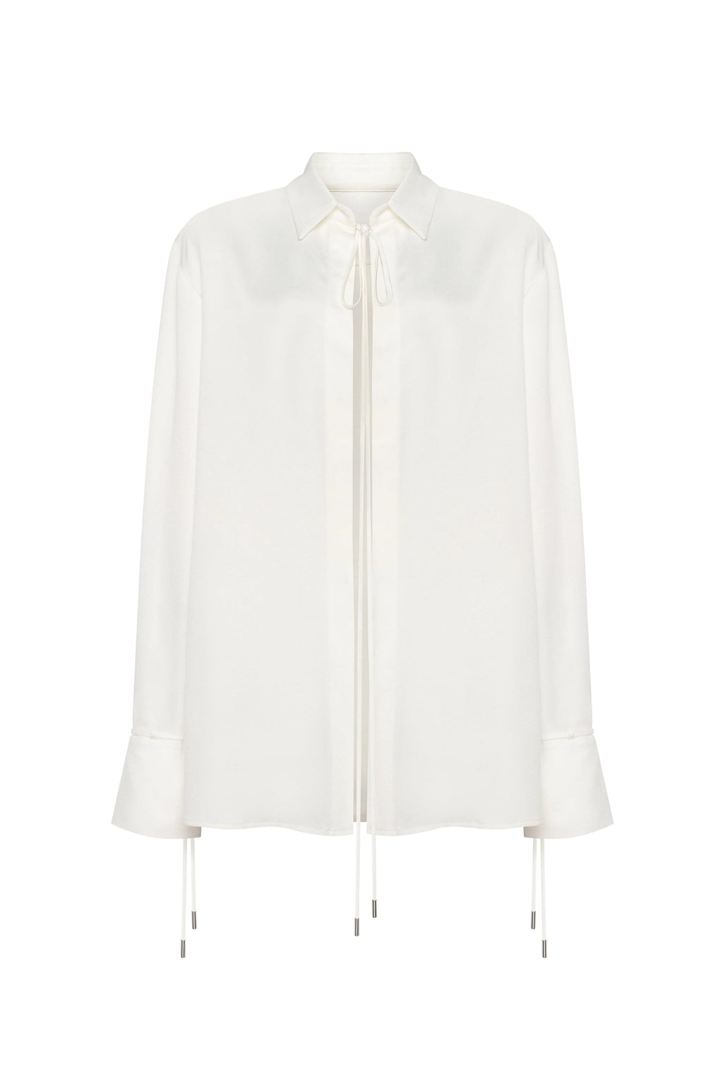 Front tie satin blouse in white Xo Xo