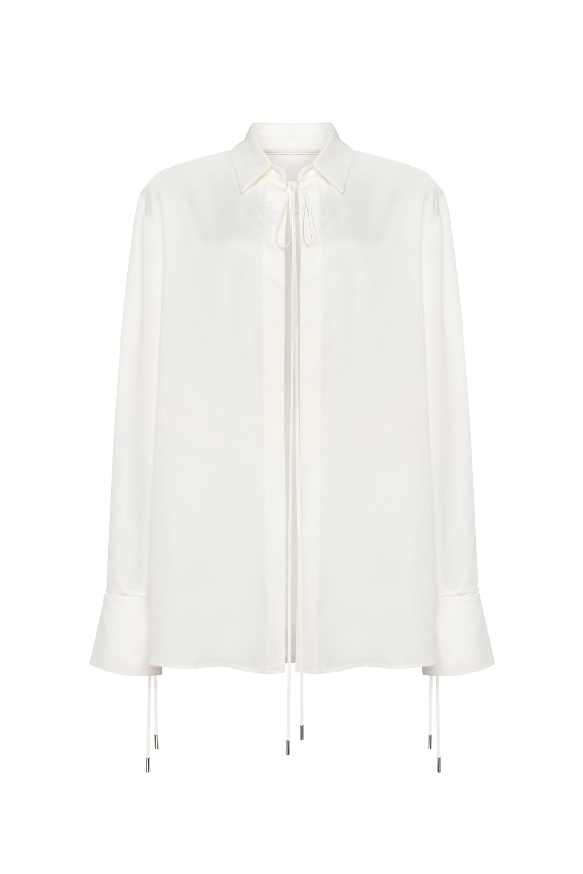 Front tie satin blouse in white Xo Xo