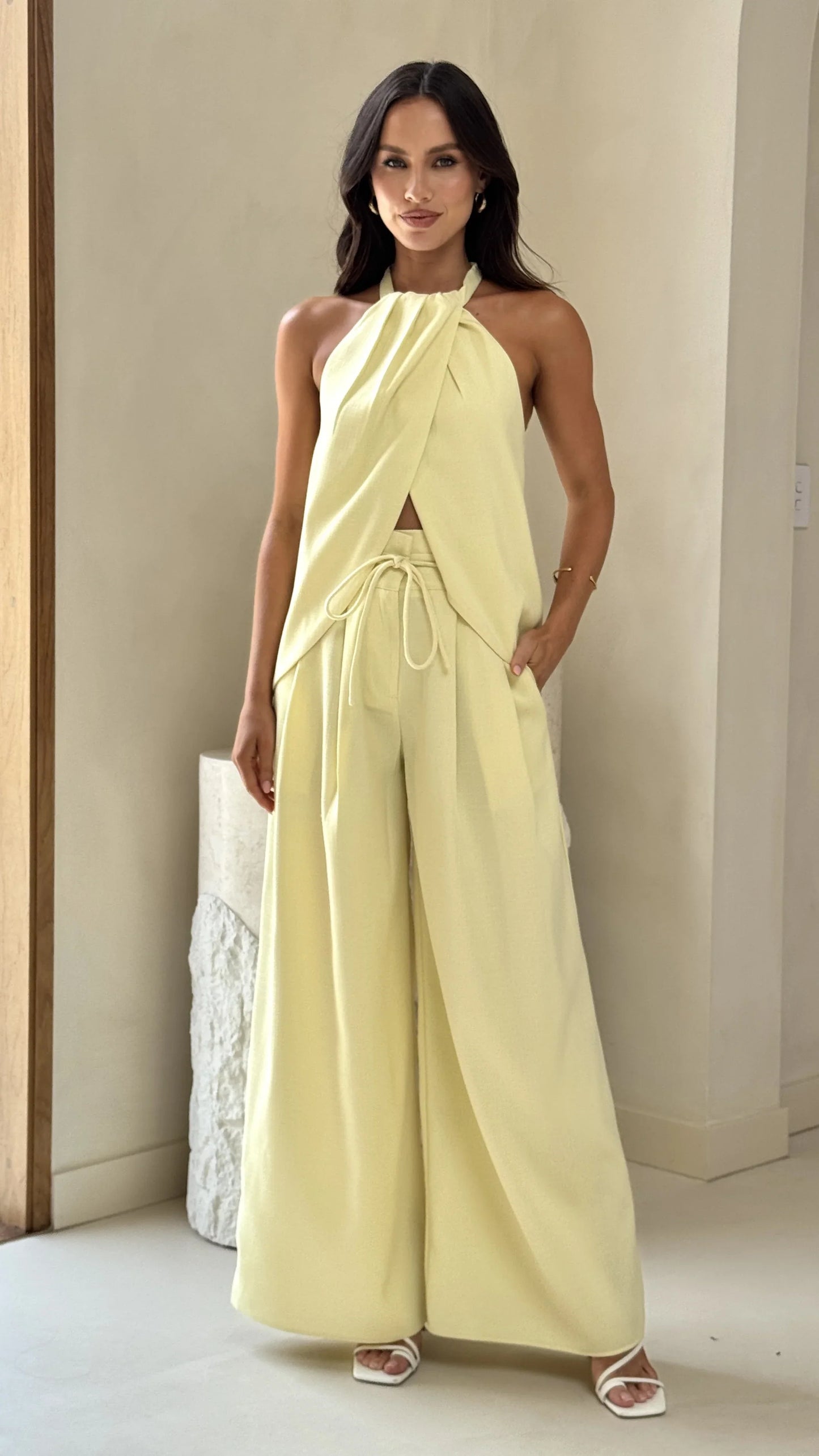 Melinda High Waist Pants Soft Yellow
