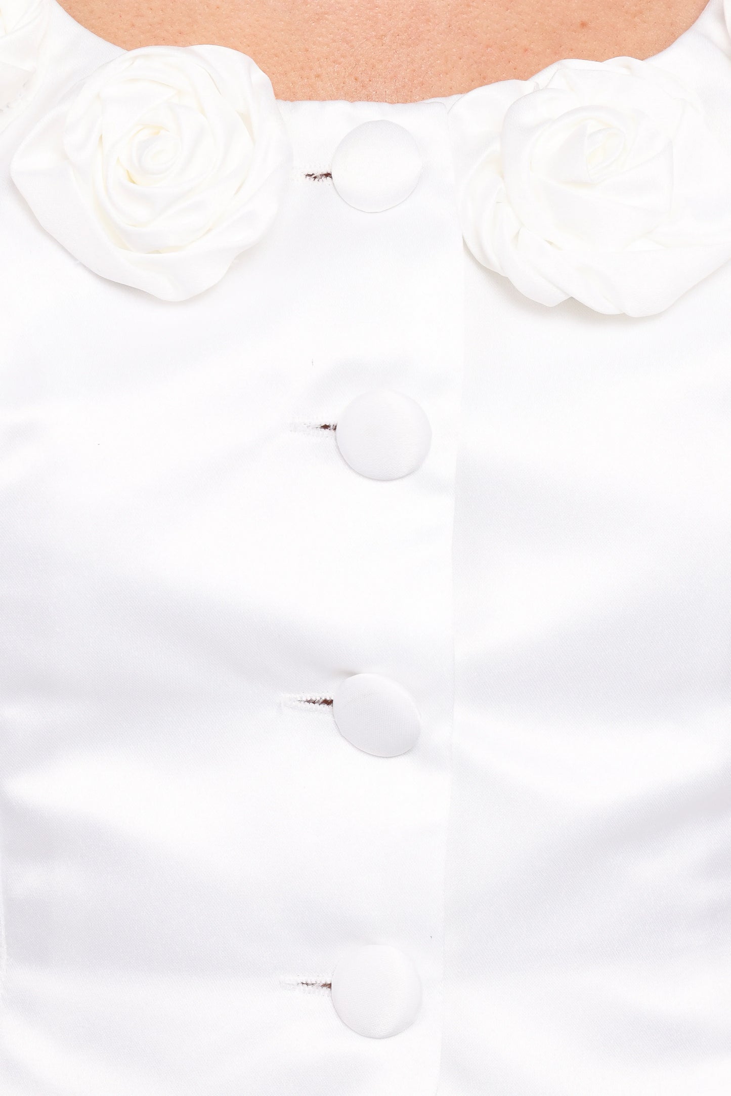 Xara Satin Vest with Rosettes Ivory