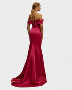 Fuchsia Princess strapless gown with thigh slit