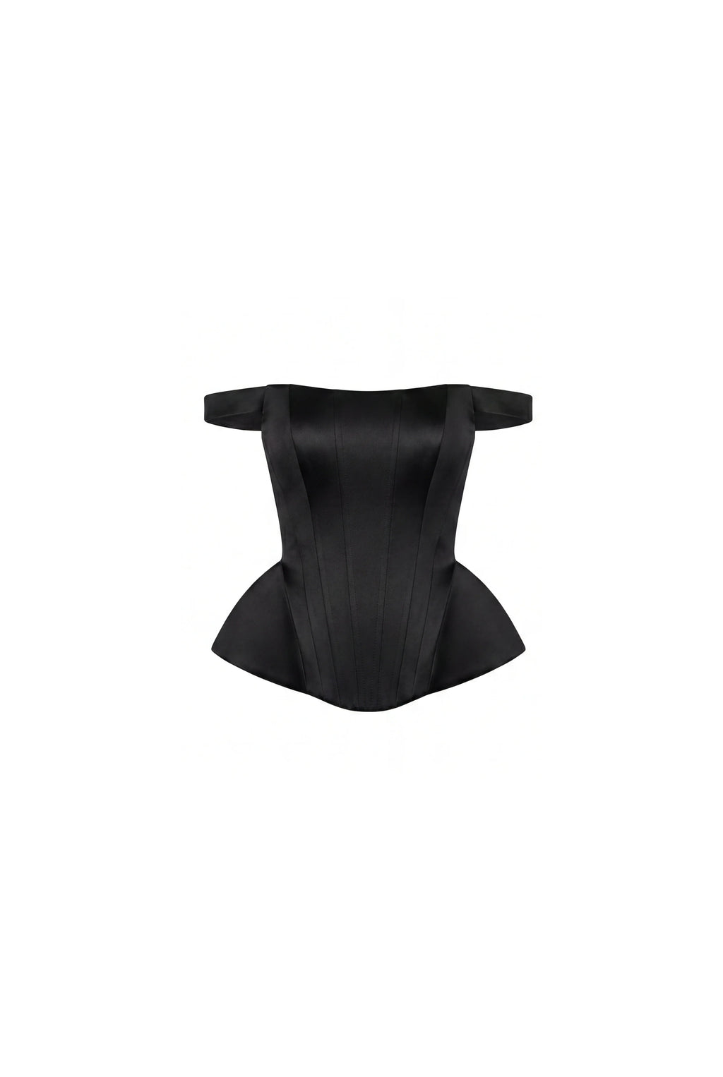 Black Satin Corset with Off the Shoulder Straps