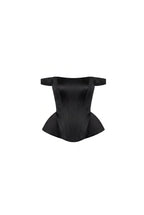Black Satin Corset with Off the Shoulder Straps