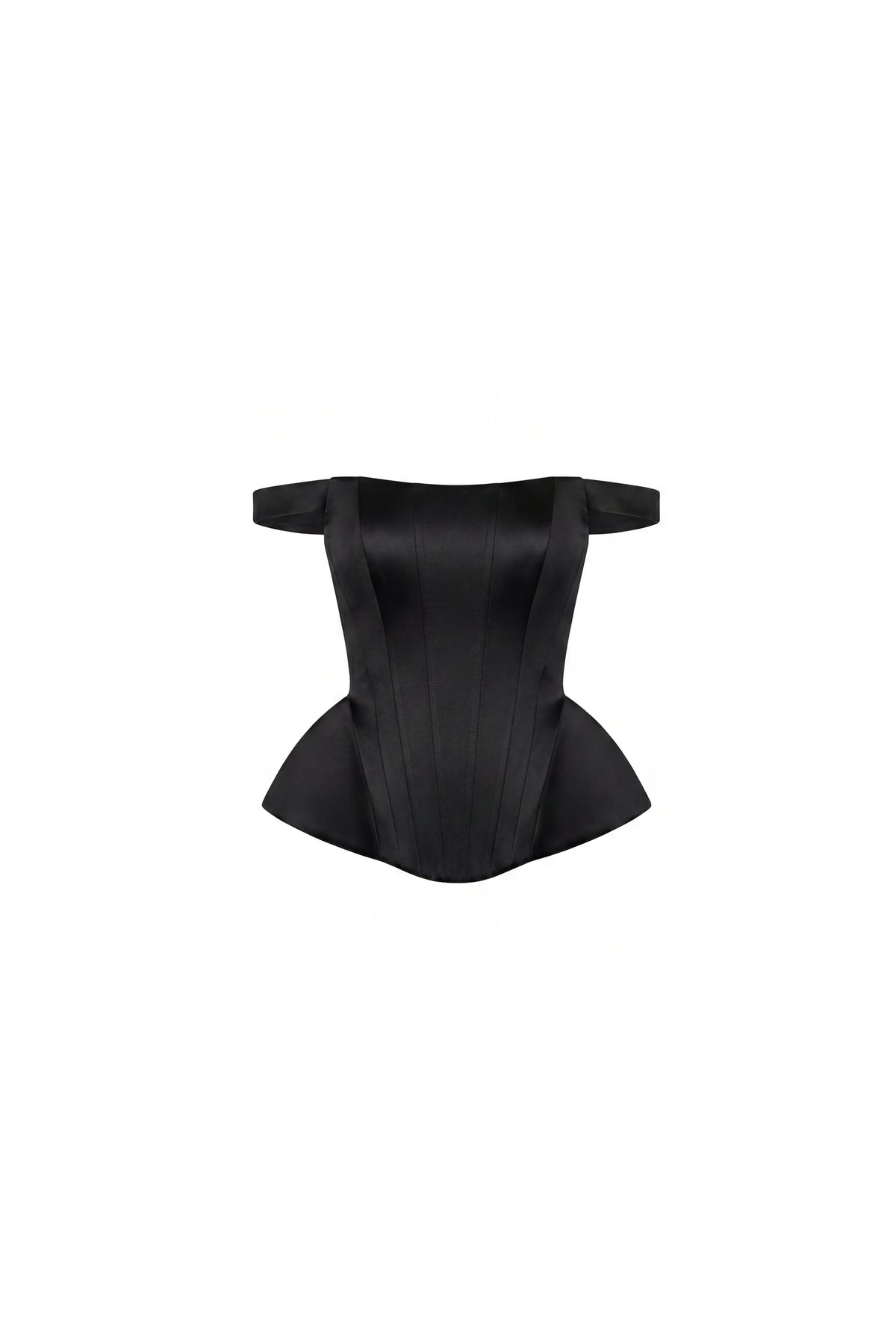 Black Satin Corset with Off the Shoulder Straps