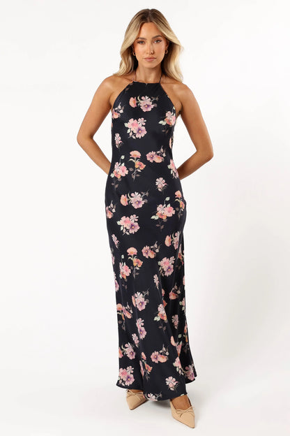 Hadley Halterneck Maxi Dress Black Floral