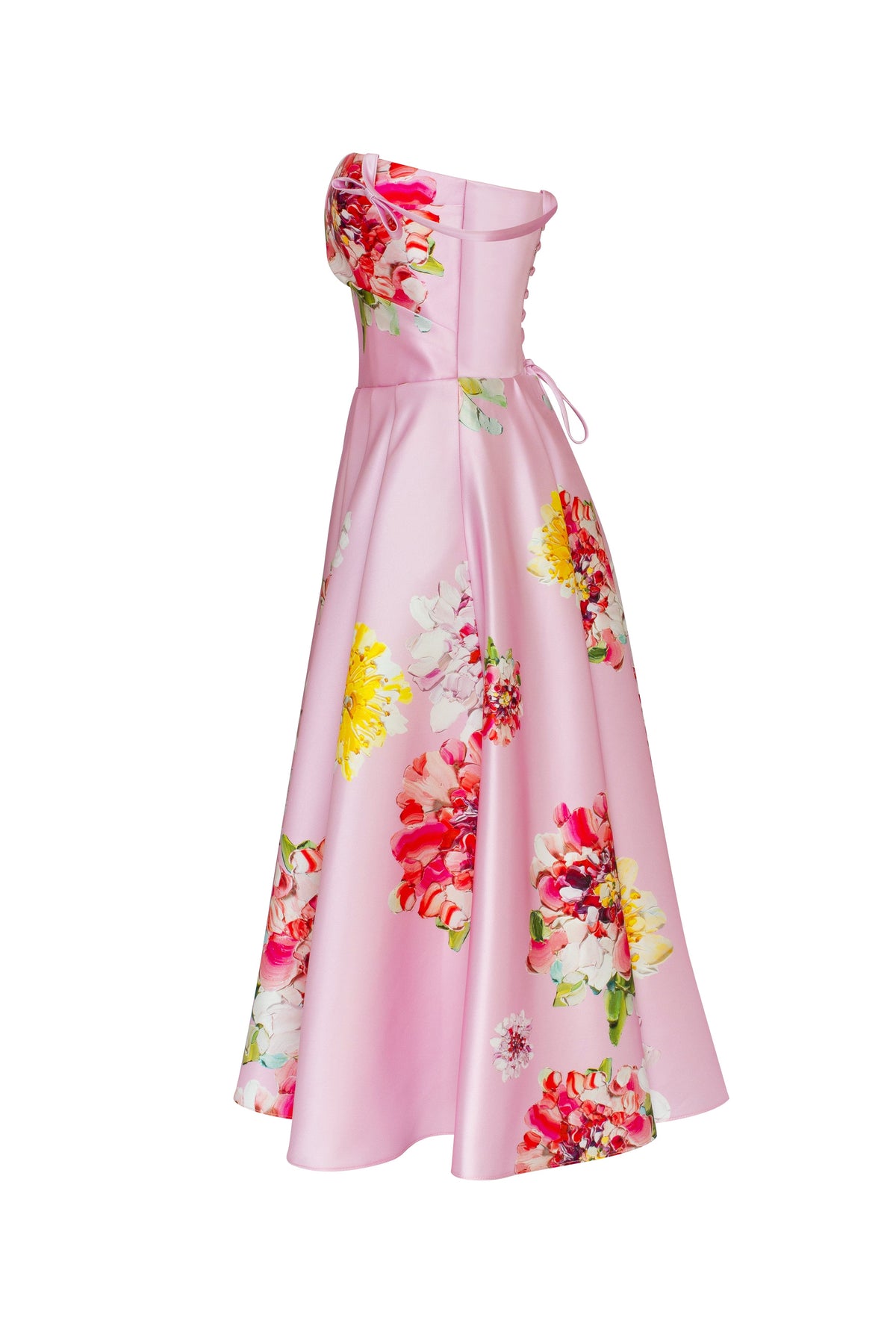Tea length pastel pink floral dress Glow Up