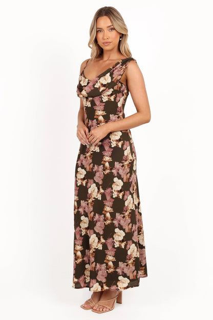 Kamryn Midi Dress Olive Floral