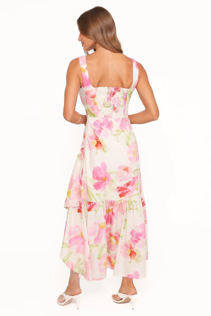 Zula Maxi Dress Pink Garden Floral