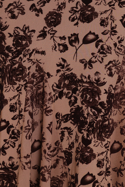 Lolita Midi Dress Brown Floral