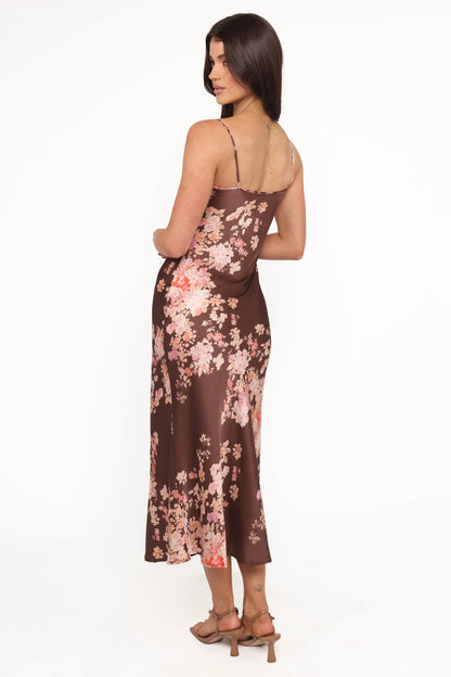 Jamila Midi Dress Brown Floral