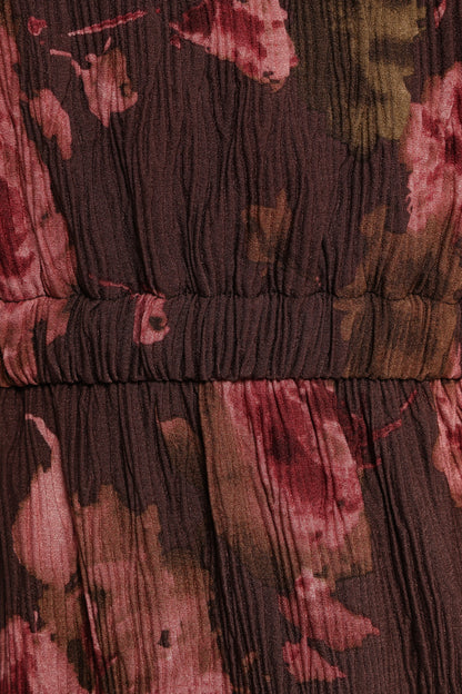 Pontee One Shoulder Pleated Midi Dress Chocolate Brown