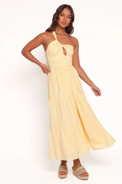 Vinny One Shoulder Maxi Dress Yellow