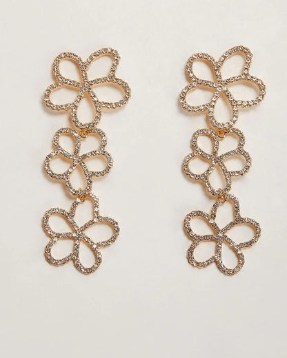Flower Drop 18k Gold Plated Earrings
