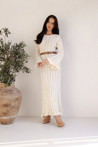 Colter Long Sleeve Maxi Dress White