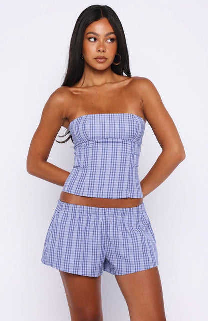 Promise Me This Shorts Navy Check