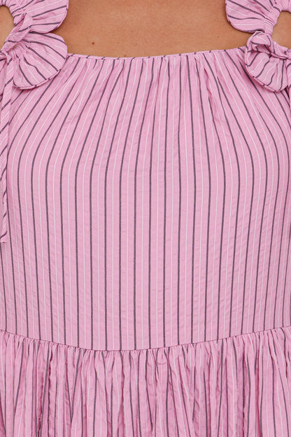 Alden Maxi Dress Pink White Stripe