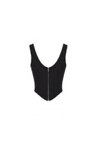Black corset in Italian mesh with a zipper