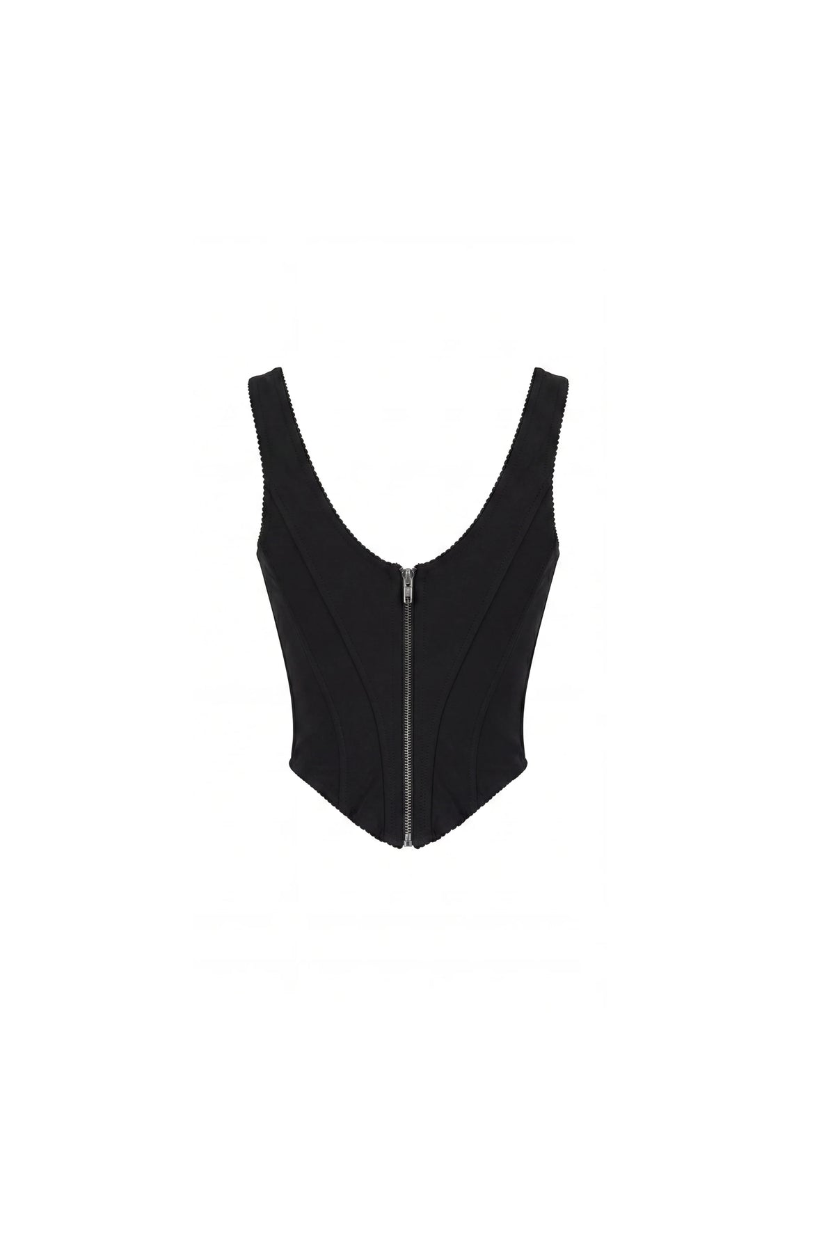 Black corset in Italian mesh with a zipper