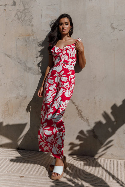 Parker Frill Jumpsuit Red