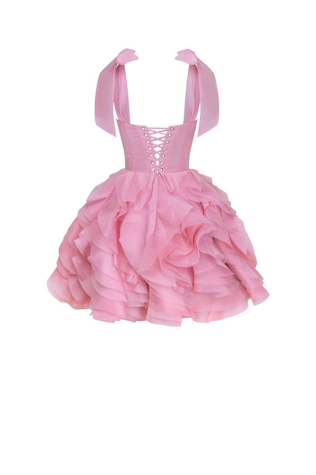 Danceable mini with ruched flower appliques Garden of Eden