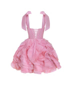 Danceable mini with ruched flower appliques Garden of Eden
