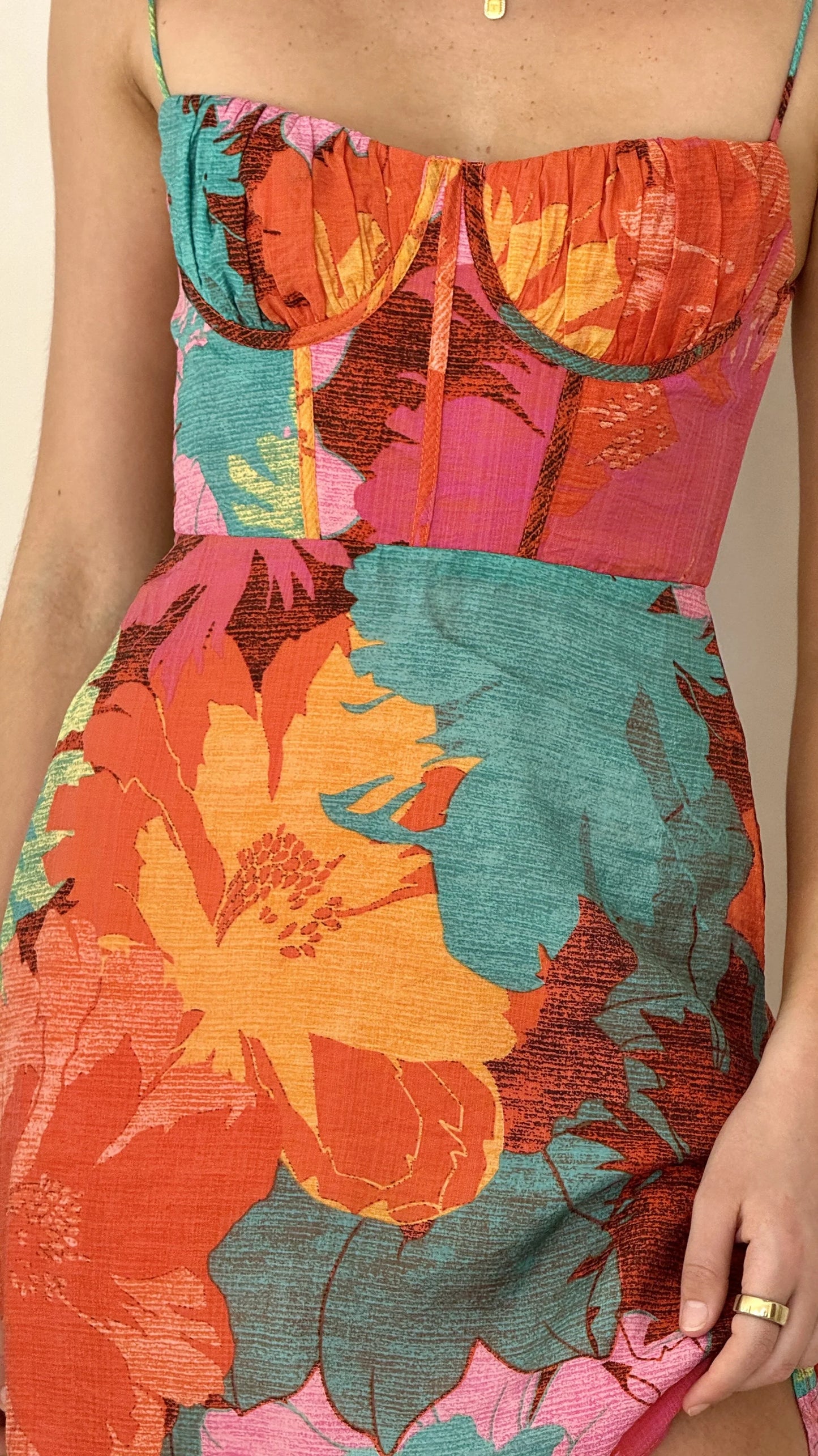 Rahima Maxi Dress Orange Floral