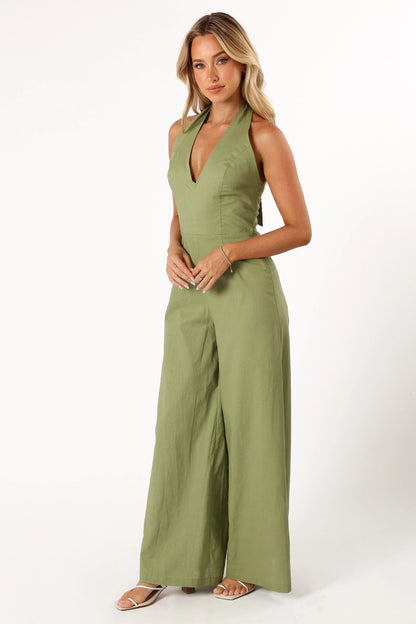 Kourtney Halterneck Jumpsuit Olive