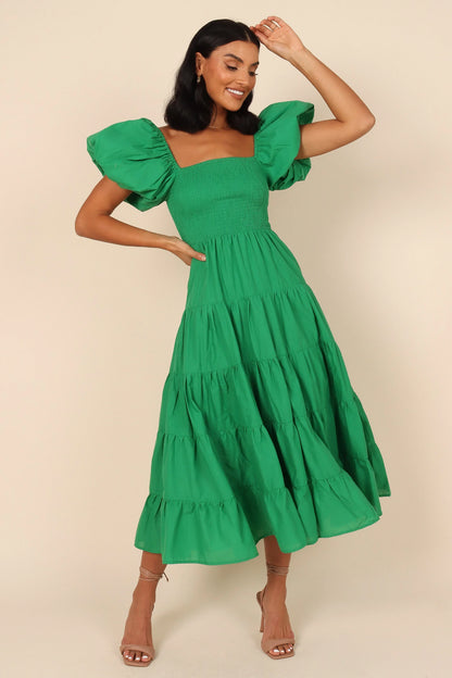 Morgan Tiered Dress Green