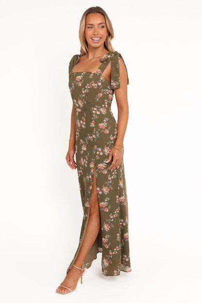 Renita Maxi Dress Olive Floral