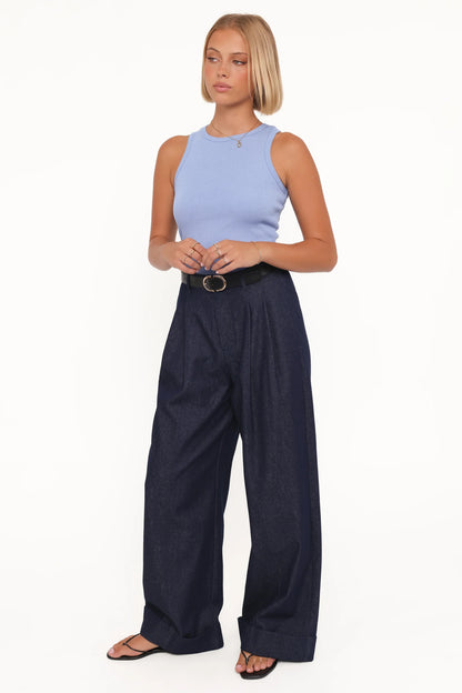Elinor Cuffed Denim Pant Dark Wash