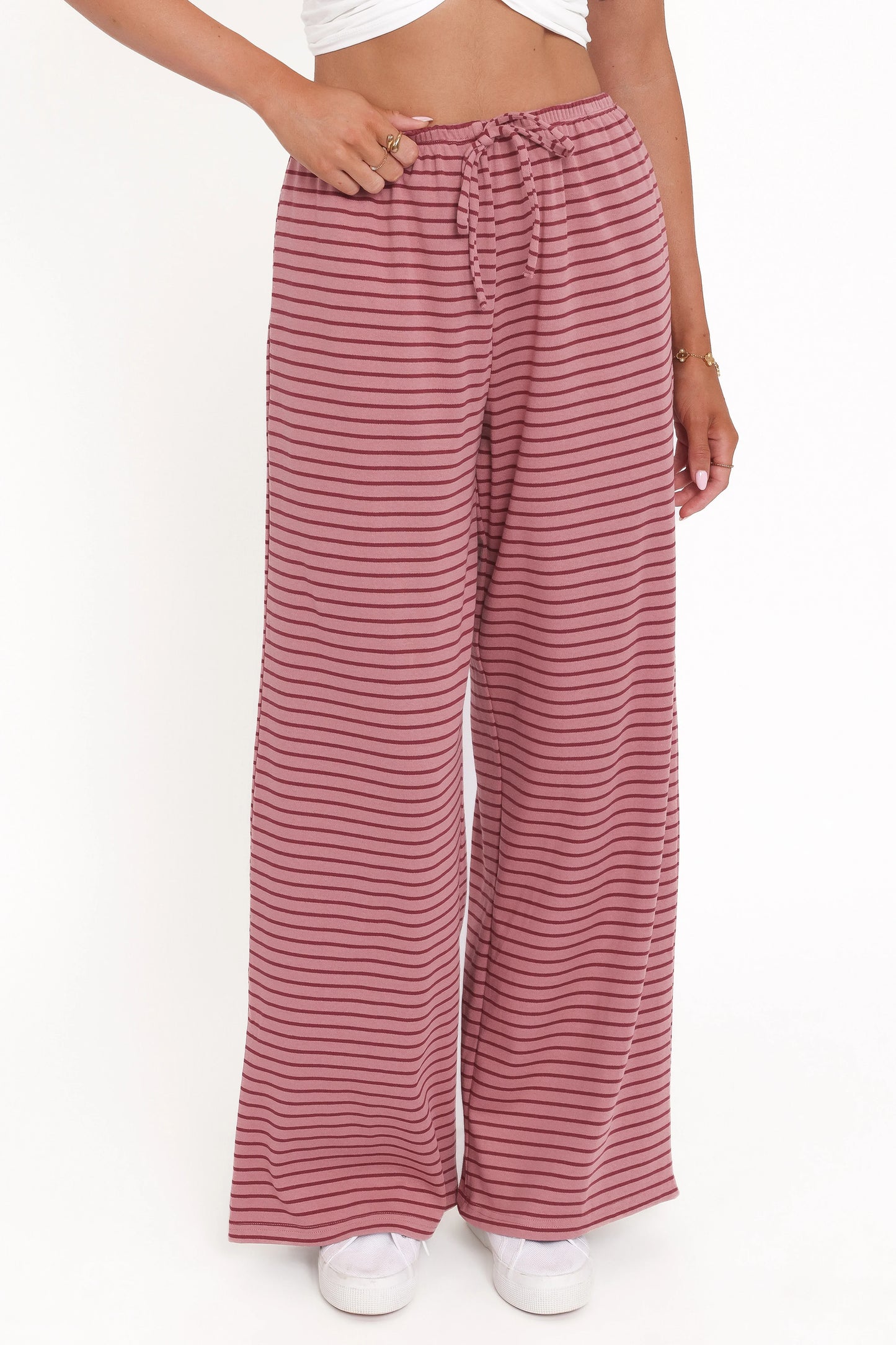 Wilda Knit Pant Pink Red Stripe