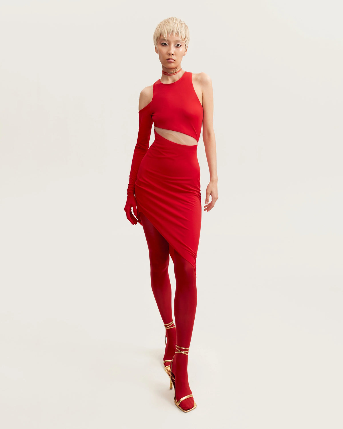 Jaw dropping asymmetric red midi dress Xo Xo