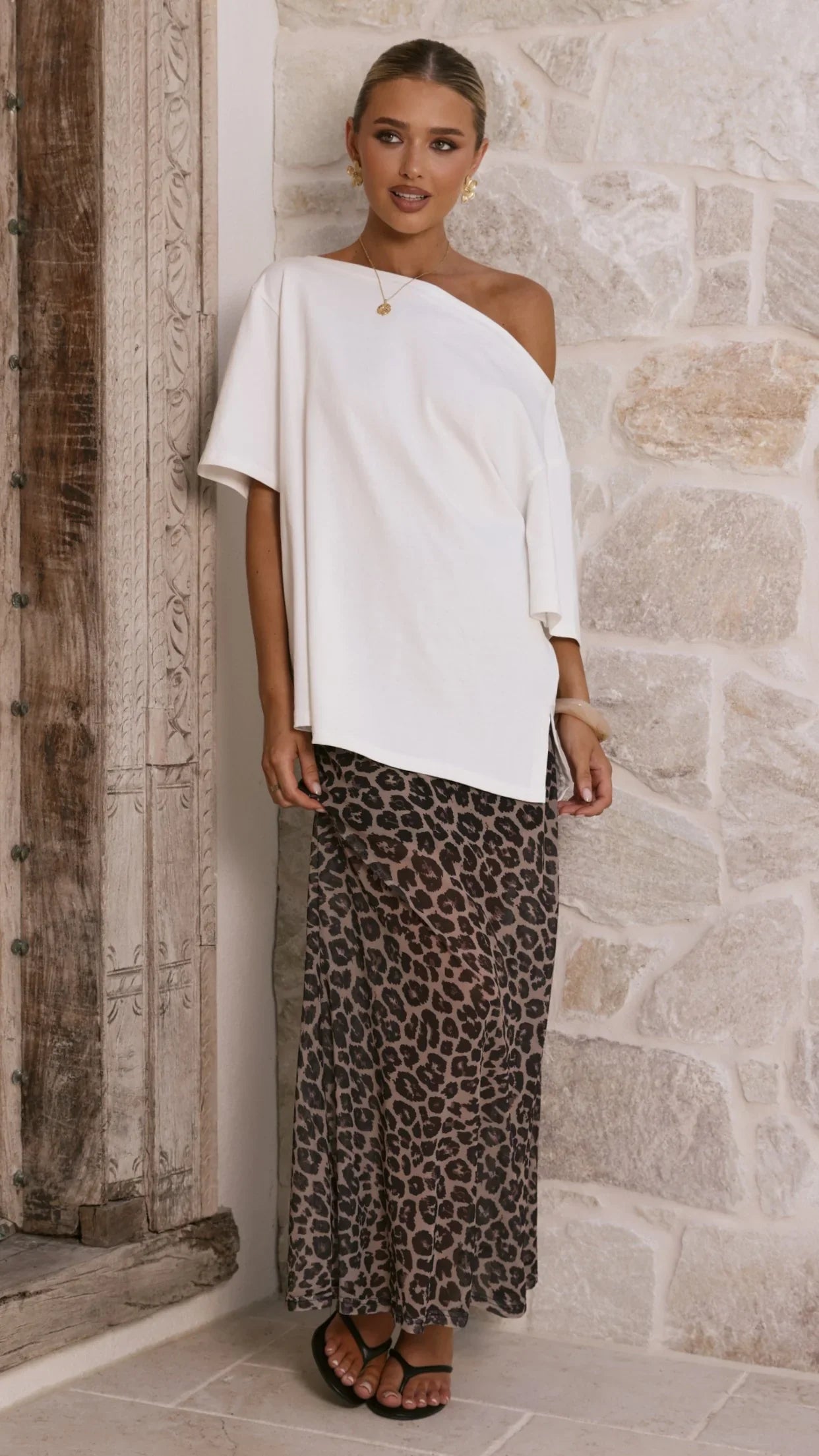 Onella Semi Sheer Maxi Skirt Leopard Print