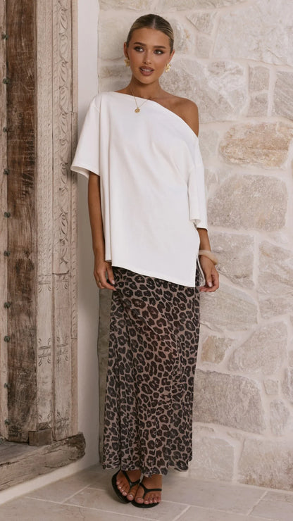 Onella Semi Sheer Maxi Skirt Leopard Print