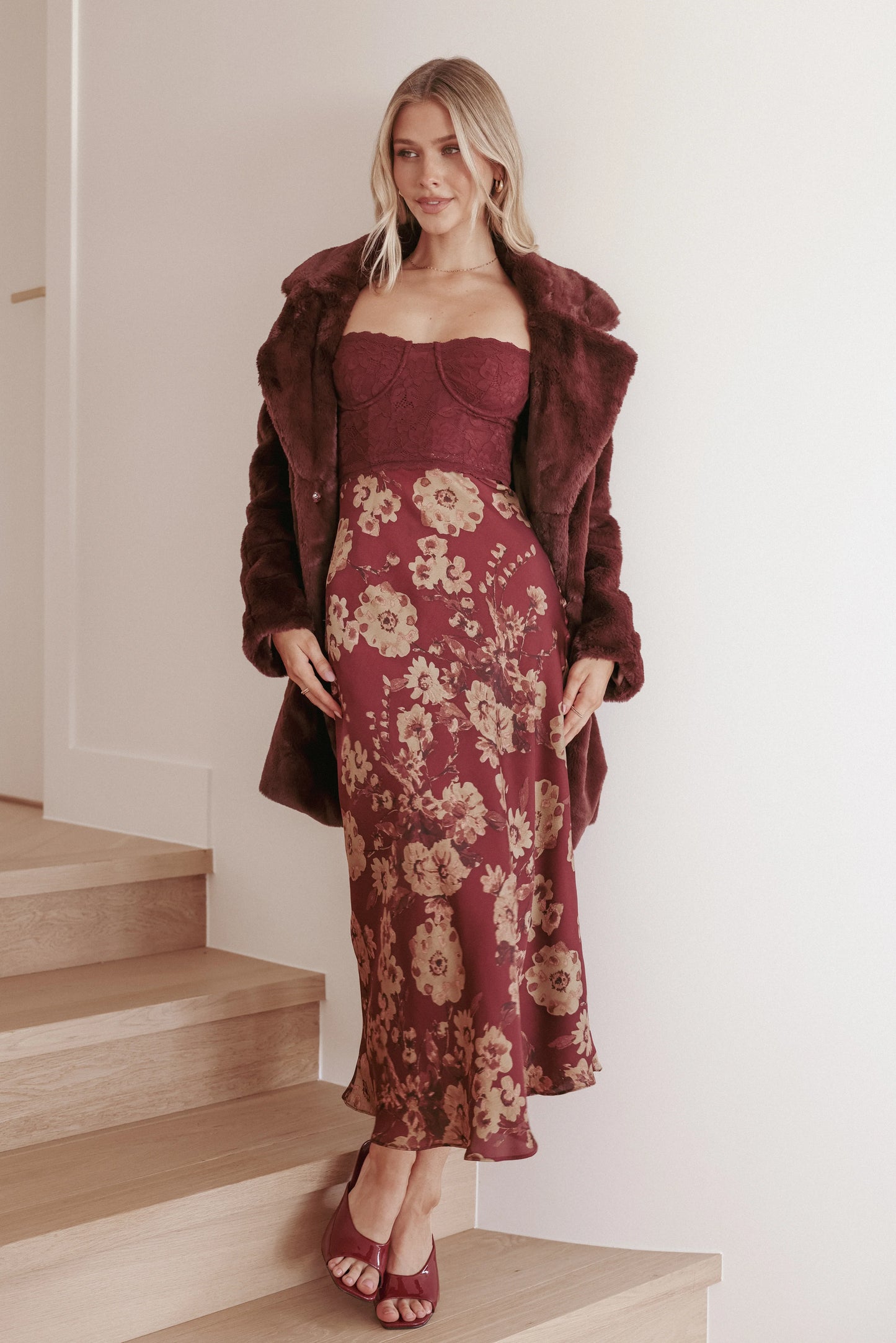 Shakira Midi Dress Bronzed Merlot